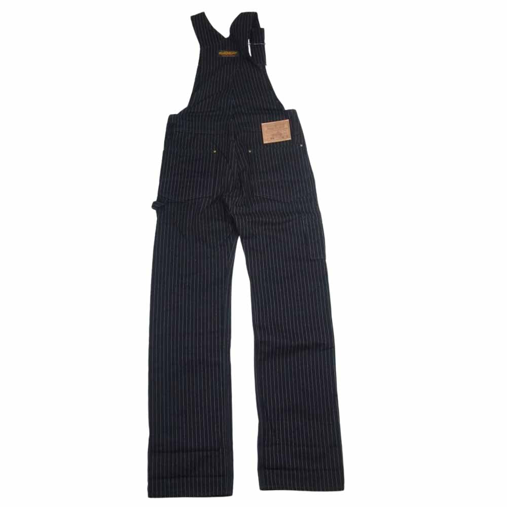 IRON HEART アイアンハート 12oz ブラックウォバッシュストライプ ダブルニー オーバーオール ブラック系 30【中古】