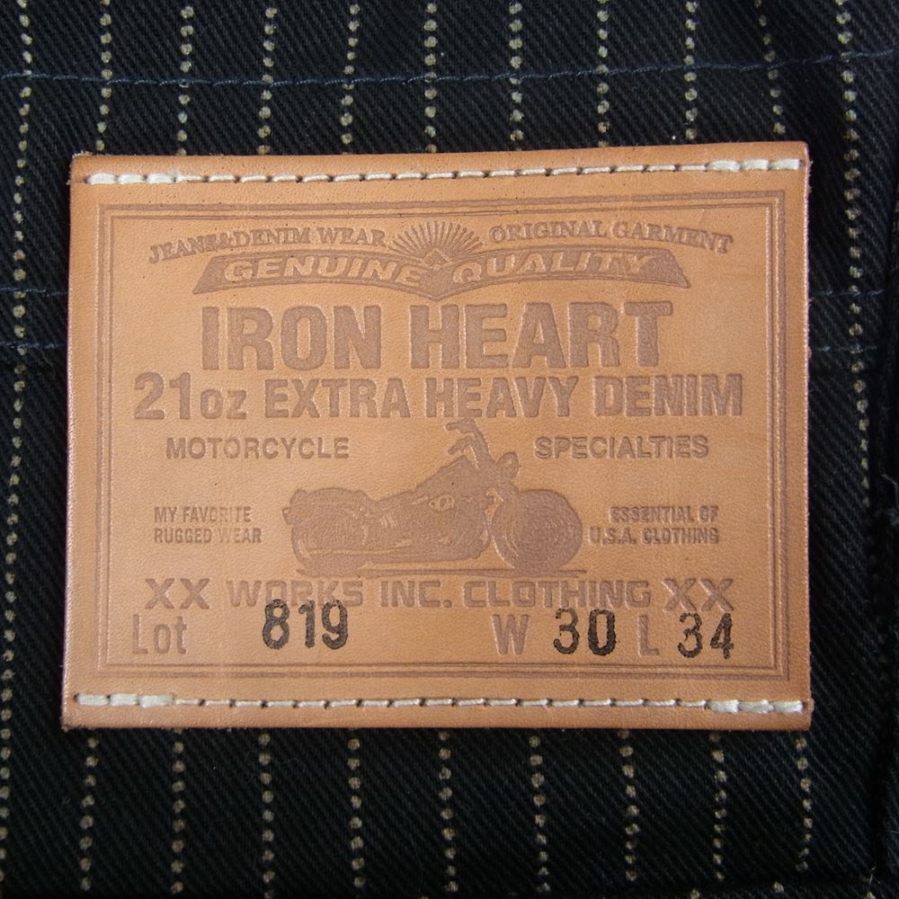 IRON HEART アイアンハート 12oz ブラックウォバッシュストライプ ダブルニー オーバーオール ブラック系 30【中古】