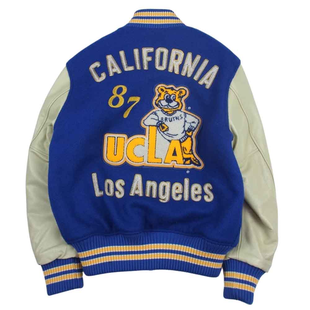 WHITESVILLE ホワイツビル WV13972 × UCLA 30oz. WOOL SET-IN MELTON AWARD JACKET フルデコレーション スタジャン アワード ジャケット ブルー系 36【中古】