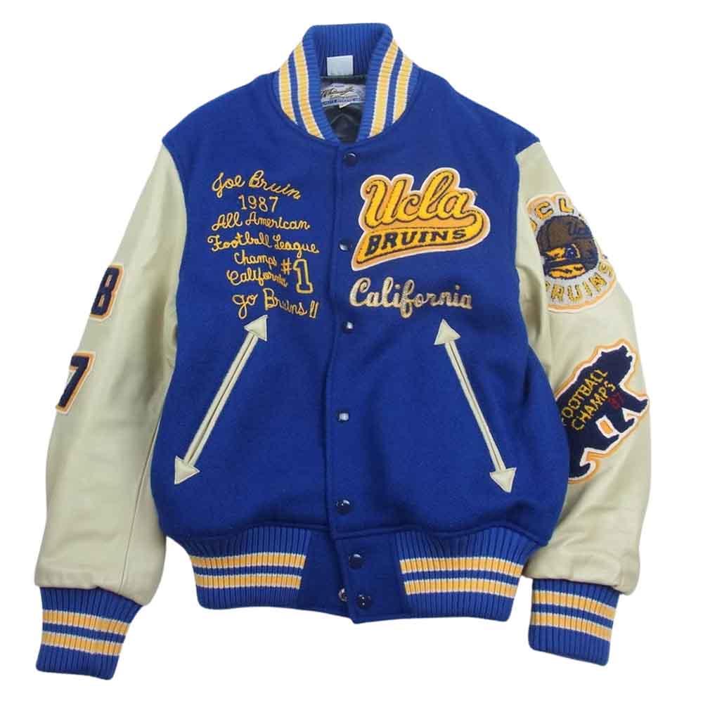 WHITESVILLE ホワイツビル WV13972 × UCLA 30oz. WOOL SET-IN MELTON AWARD JACKET フルデコレーション スタジャン アワード ジャケット ブルー系 36【中古】