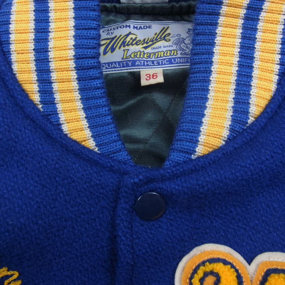 WHITESVILLE ホワイツビル WV13972 × UCLA 30oz. WOOL SET-IN MELTON AWARD JACKET フルデコレーション スタジャン アワード ジャケット ブルー系 36【中古】