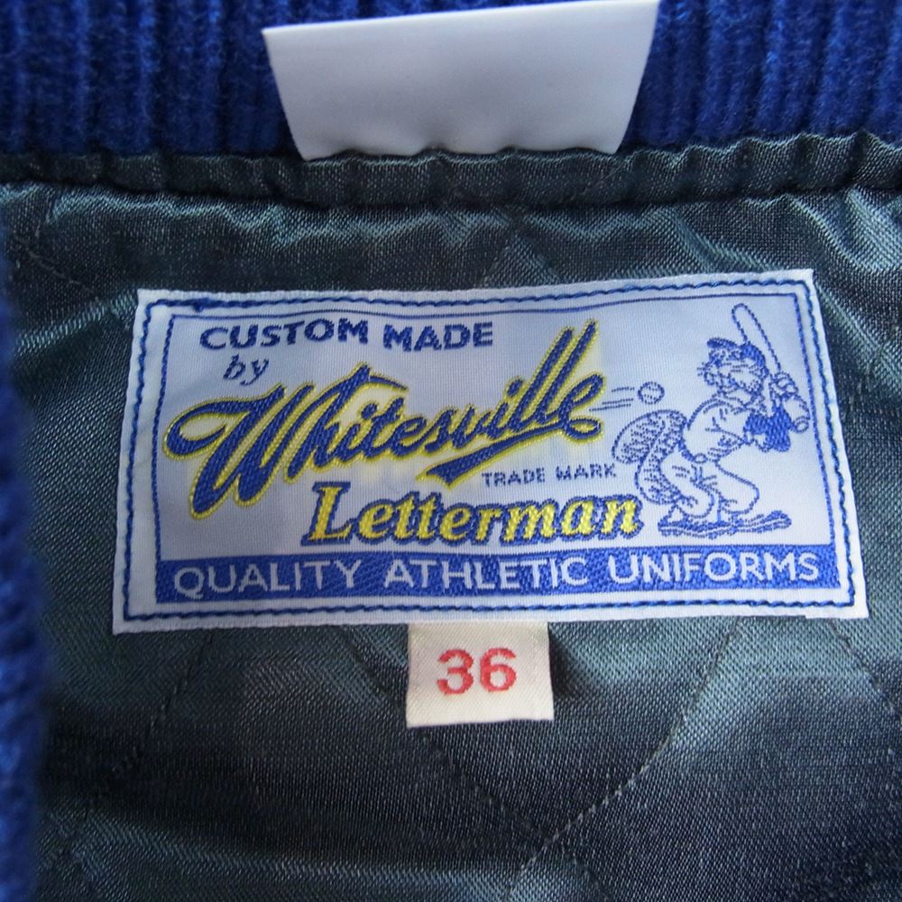 WHITESVILLE ホワイツビル WV13972 × UCLA 30oz. WOOL SET-IN MELTON AWARD JACKET フルデコレーション スタジャン アワード ジャケット ブルー系 36【中古】