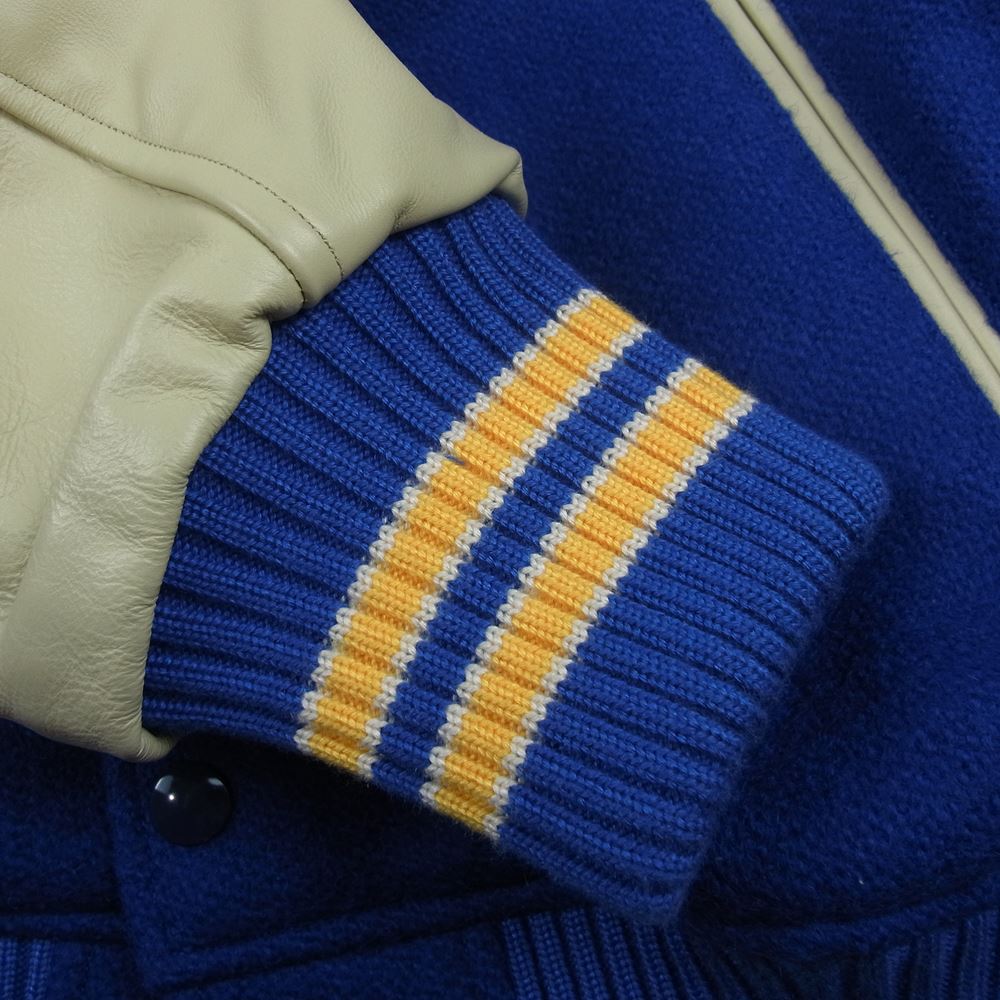 WHITESVILLE ホワイツビル WV13972 × UCLA 30oz. WOOL SET-IN MELTON AWARD JACKET フルデコレーション スタジャン アワード ジャケット ブルー系 36【中古】