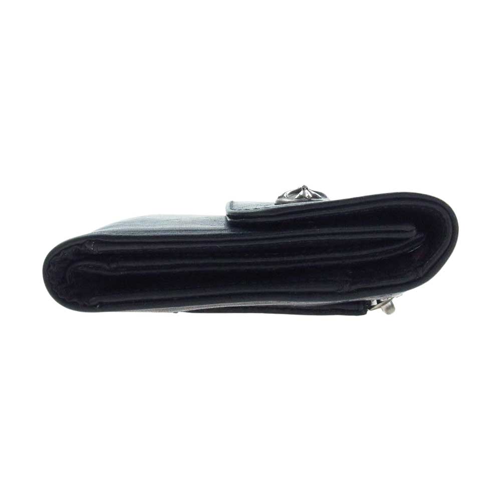 CHROME HEARTS クロムハーツ（原本無） WAVE ウェーブ クロスボールボタン レザー ウォレット 財布 ブラック系【中古】