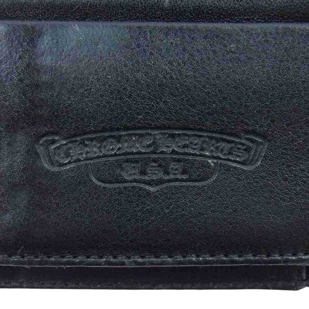 CHROME HEARTS クロムハーツ（原本無） WAVE ウェーブ クロスボールボタン レザー ウォレット 財布 ブラック系【中古】