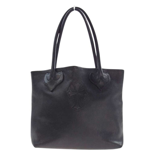 CHROME HEARTS クロムハーツ（原本有） FS TOTE クロスパッチ レザー トートバッグ ブラック系【中古】