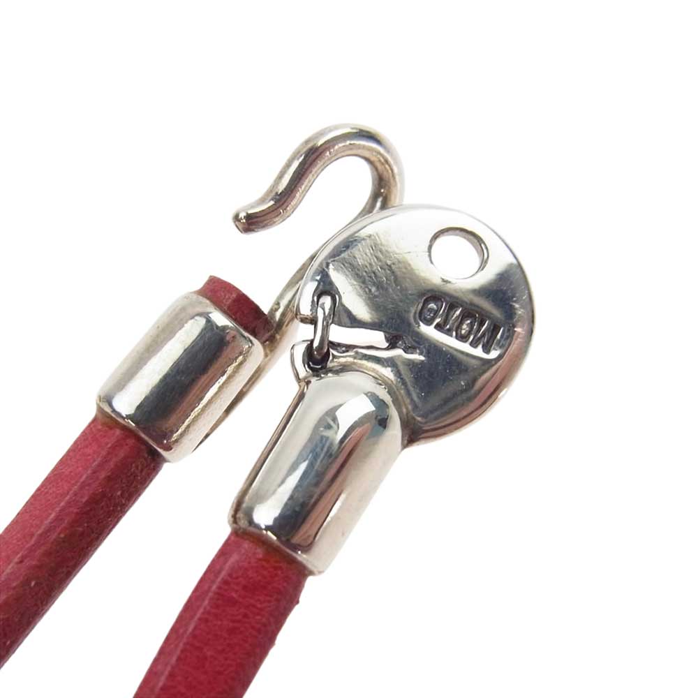 レザーアンドシルバーモト 2連 フック レザー ブレスレット レッド系【中古】