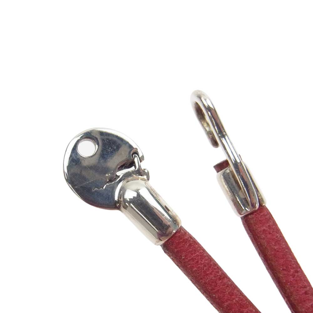 レザーアンドシルバーモト 2連 フック レザー ブレスレット レッド系【中古】