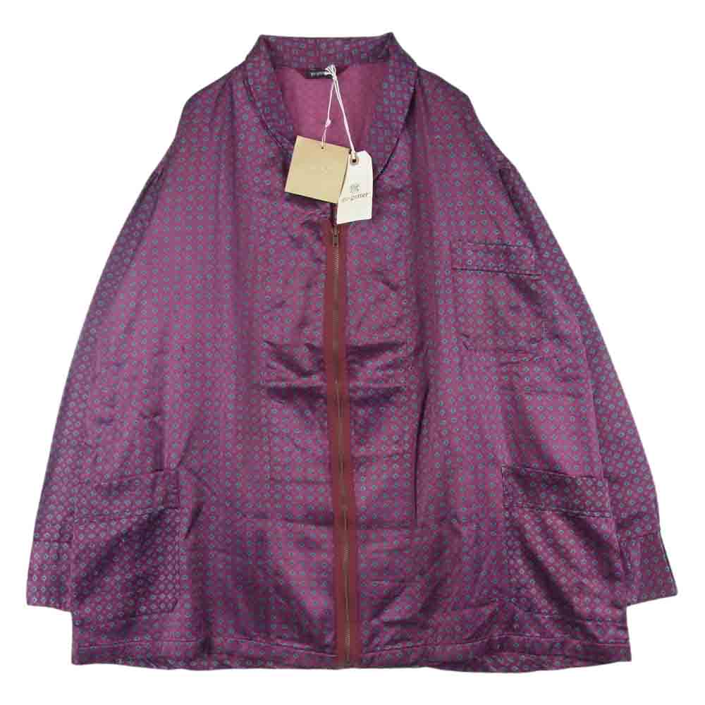 ゴーゲッター REMAKE PAJAMA ZIP UP SHIRT リメイク フルジップ パジャマ シャツ 長袖 ワインレッド系 ブルー系【美品】【中古】