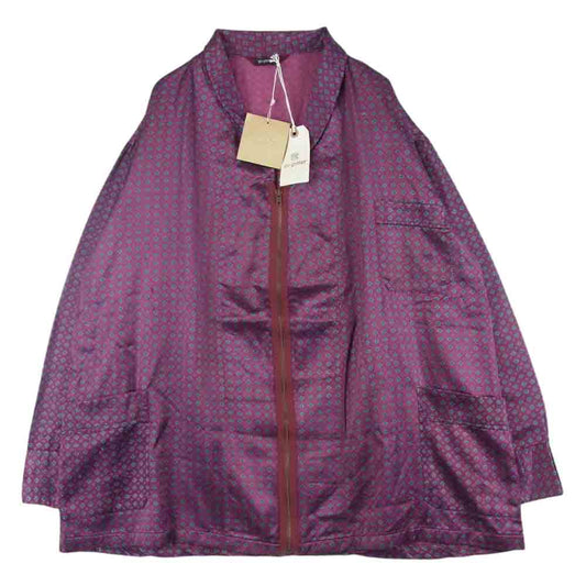 ゴーゲッター REMAKE PAJAMA ZIP UP SHIRT リメイク フルジップ パジャマ シャツ 長袖 ワインレッド系 ブルー系【美品】【中古】