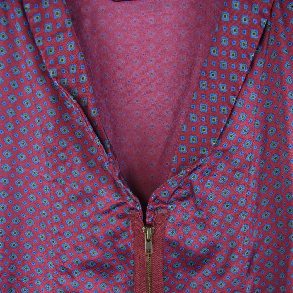 ゴーゲッター REMAKE PAJAMA ZIP UP SHIRT リメイク フルジップ パジャマ シャツ 長袖 ワインレッド系 ブルー系【美品】【中古】