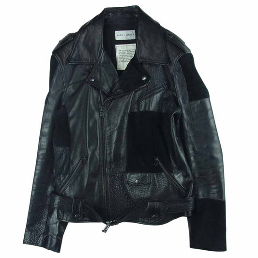 イーチアザー W13A22019ES 国内正規品 イーストランドタグ カウレザー スエード 異素材切替 パッチワーク ライダース ジャケット ブラック系 M【中古】