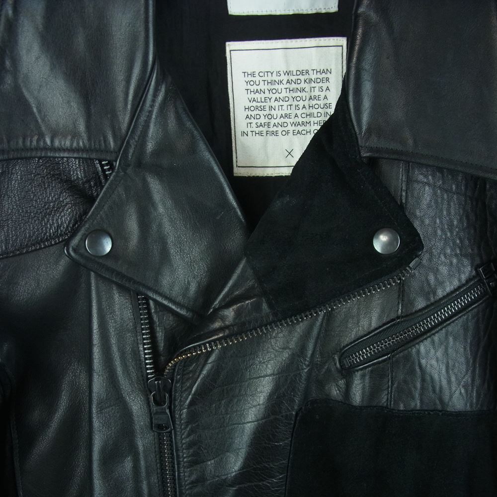 イーチアザー W13A22019ES 国内正規品 イーストランドタグ カウレザー スエード 異素材切替 パッチワーク ライダース ジャケット ブラック系 M【中古】