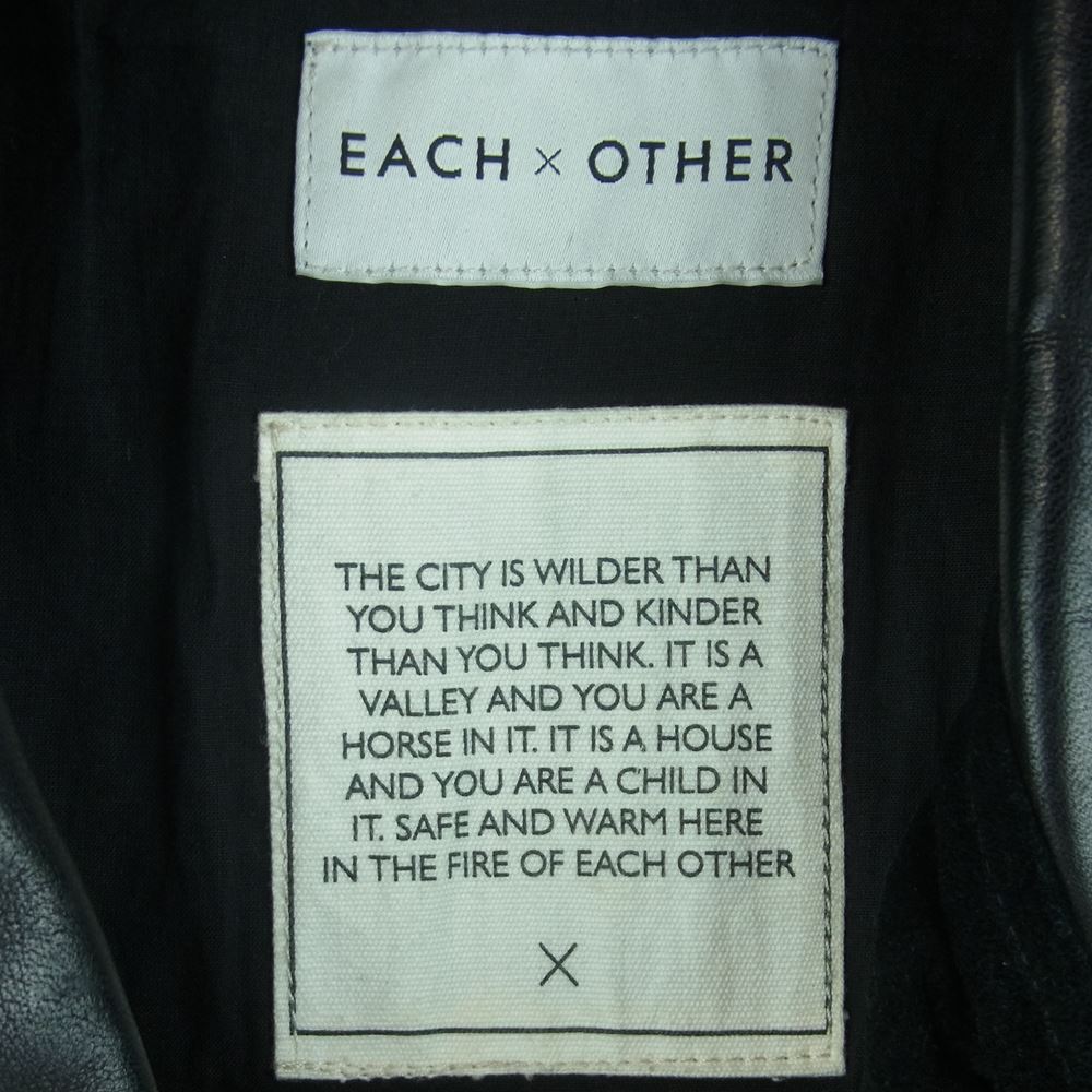 イーチアザー W13A22019ES 国内正規品 イーストランドタグ カウレザー スエード 異素材切替 パッチワーク ライダース ジャケット ブラック系 M【中古】