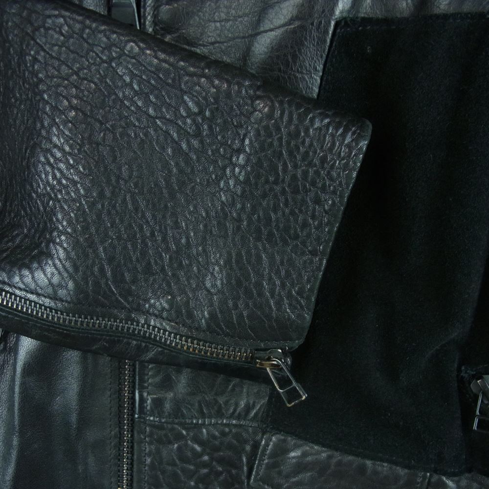 イーチアザー W13A22019ES 国内正規品 イーストランドタグ カウレザー スエード 異素材切替 パッチワーク ライダース ジャケット ブラック系 M【中古】