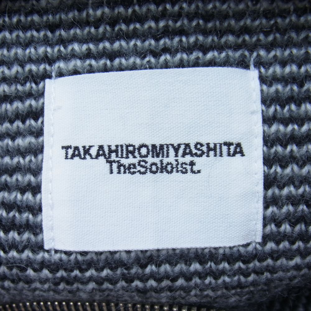 TAKAHIRO MIYASHITA The SoloIst. タカヒロミヤシタザソロイスト 21AW sk.0001dAW21 boat neck argyle cape モヘア混 アーガイル ボートネック ジップデザイン ケープ ポンチョ ニット ブラック系 グレー系 ホワイト系【極上美品】【中古】