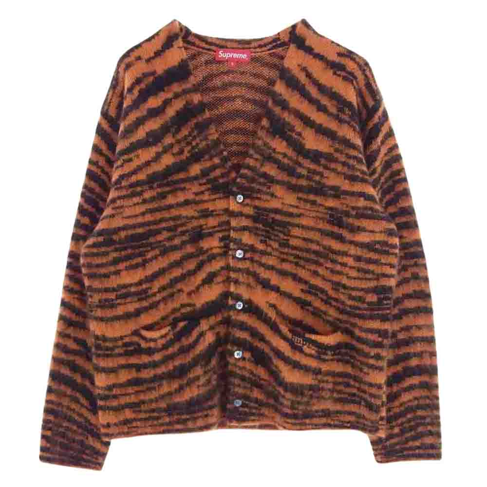 Supreme シュプリーム 20AW Brushed Mohair Cardigan モヘヤ カーディガン  オレンジ系 ブラック系 S【美品】【中古】