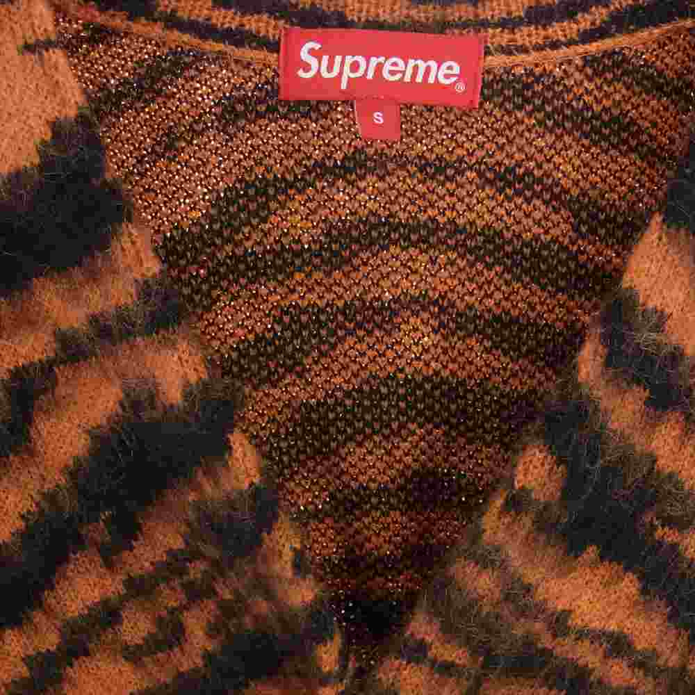 Supreme シュプリーム 20AW Brushed Mohair Cardigan モヘヤ カーディガン  オレンジ系 ブラック系 S【美品】【中古】