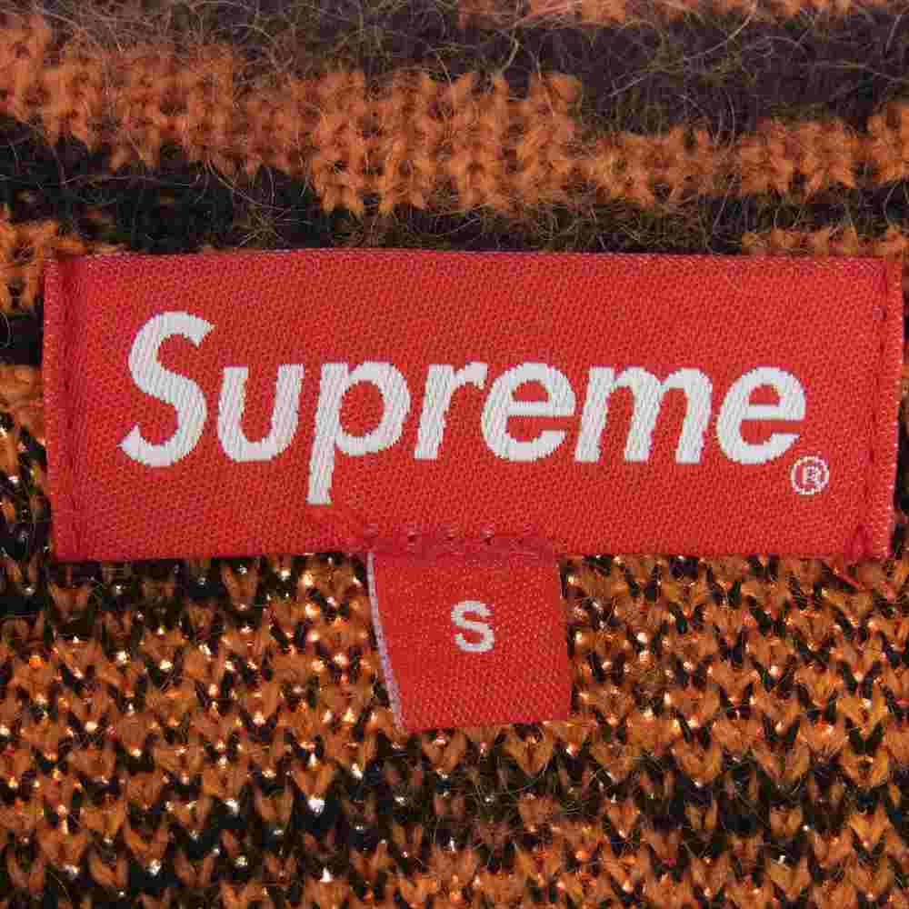 Supreme シュプリーム 20AW Brushed Mohair Cardigan モヘヤ カーディガン  オレンジ系 ブラック系 S【美品】【中古】