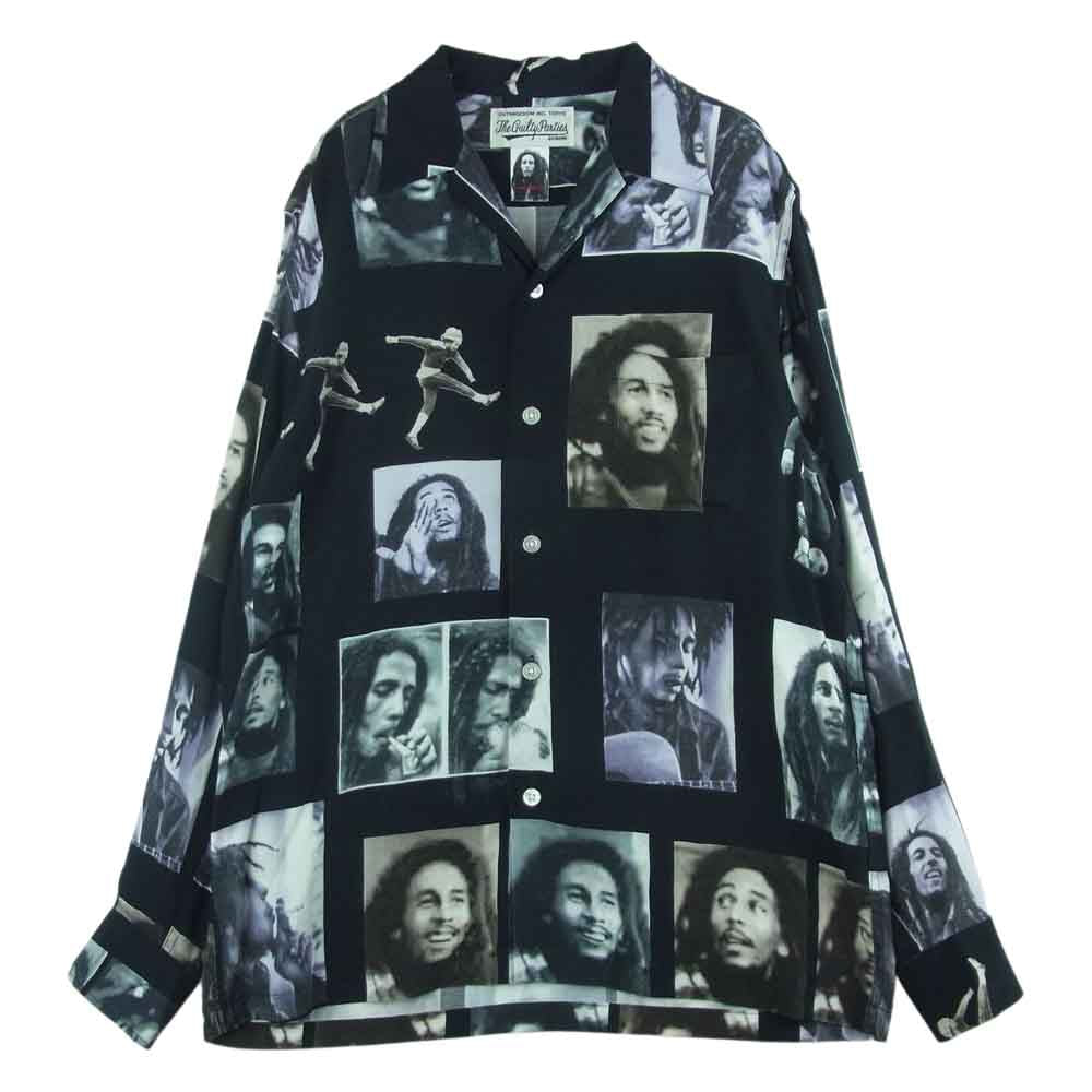 WACKO MARIA ワコマリア 18AW BOB MARLEY HAWAIIAN SHIRT ボブマーリー ハワイアン 長袖 シャツ ブラック系 S【中古】