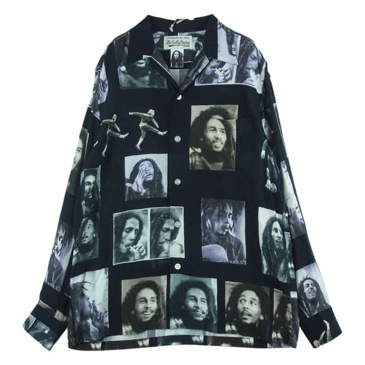 WACKO MARIA ワコマリア 18AW BOB MARLEY HAWAIIAN SHIRT ボブマーリー ハワイアン 長袖 シャツ ブラック系 S【中古】