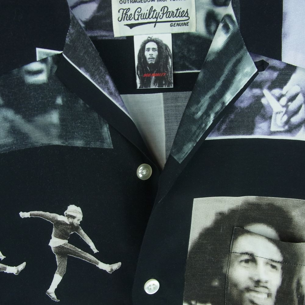WACKO MARIA ワコマリア 18AW BOB MARLEY HAWAIIAN SHIRT ボブマーリー ハワイアン 長袖 シャツ ブラック系 S【中古】