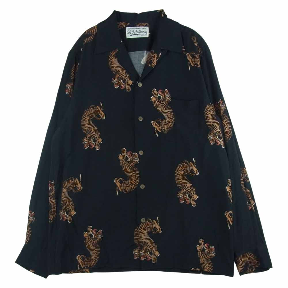 WACKO MARIA ワコマリア 20SS HAWAIIAN SHIRT L/S ハワイアン 長袖 シャツ レーヨン 日本製 ブラック系 M【中古】