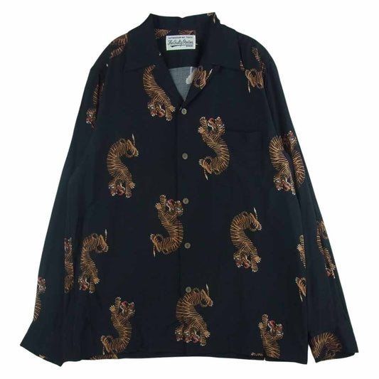 WACKO MARIA ワコマリア 20SS HAWAIIAN SHIRT L/S ハワイアン 長袖 シャツ レーヨン 日本製 ブラック系 M【中古】
