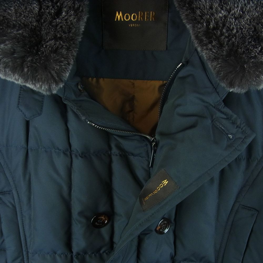 ムーレー MORRIS KM モーリス ファー ダウン ジャケット イタリア製 ダークネイビー系 48【中古】