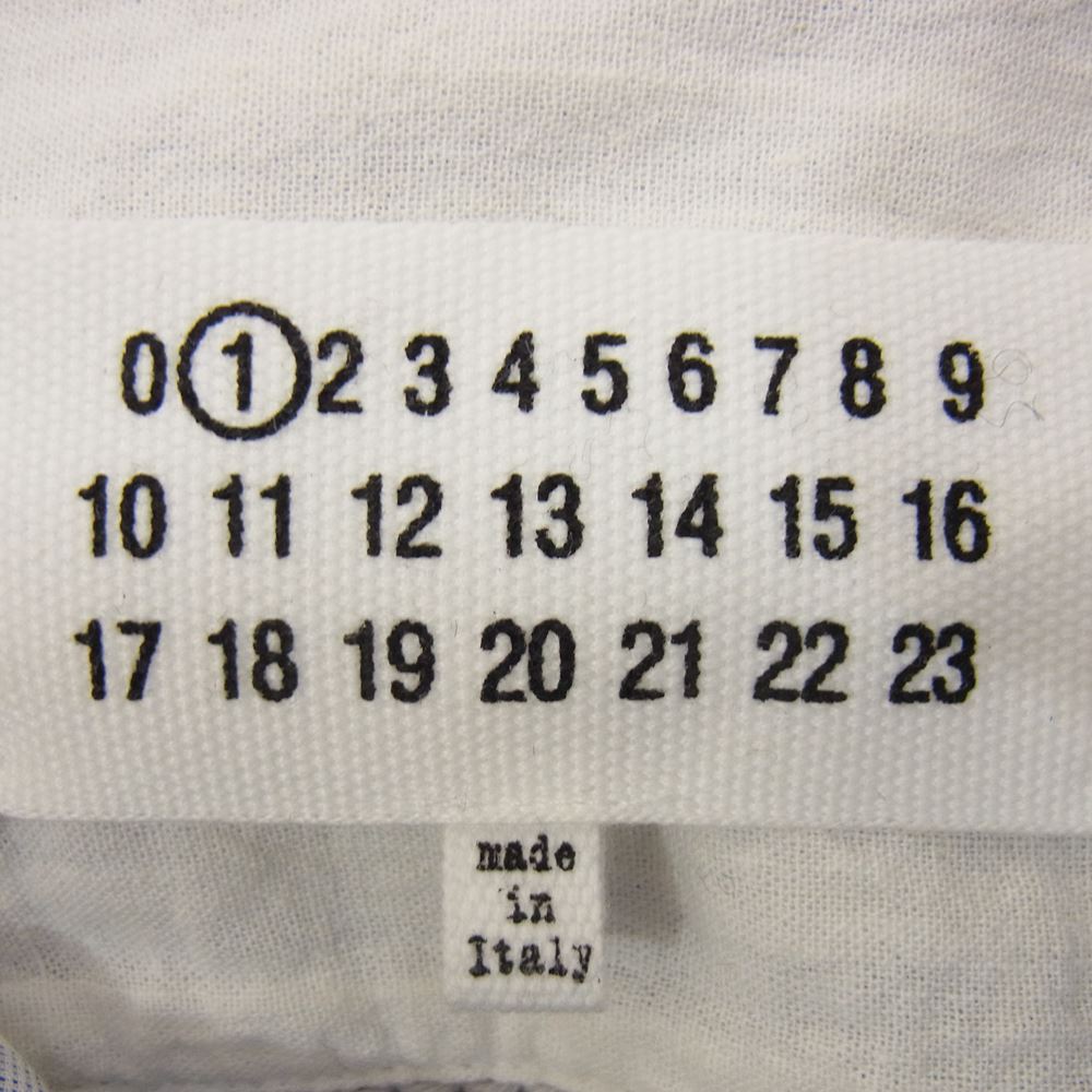 MAISON MARGIELA メゾンマルジェラ 1ライン 22SS S51DL0394 S54773 Holy trinity ダメージ加工 ニット ドッキング ストライプ 長袖 シャツ グレー系 36【美品】【中古】