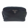PRADA プラダ 1BH182 VITTELO DAINO SOFT ミニポーチ付 レザー ショルダー バッグ 三角ロゴ ブラック系【中古】