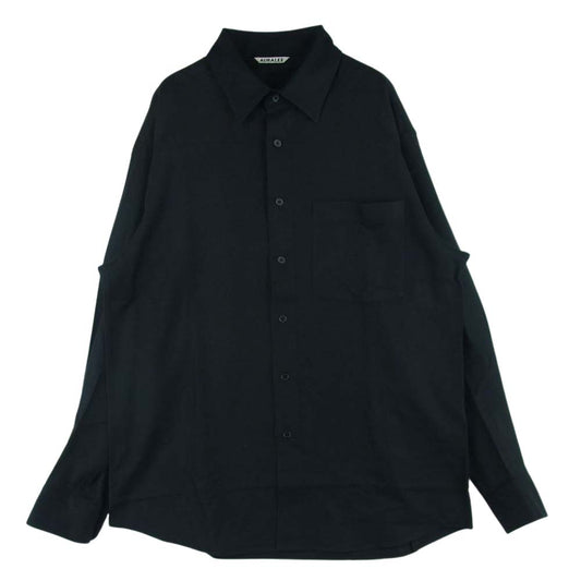 AURALEE オーラリー A21AS01OS SUPER LIGHT WOOL SHIRTS ウール 長袖 シャツ 日本製 ブラック系 3【美品】【中古】