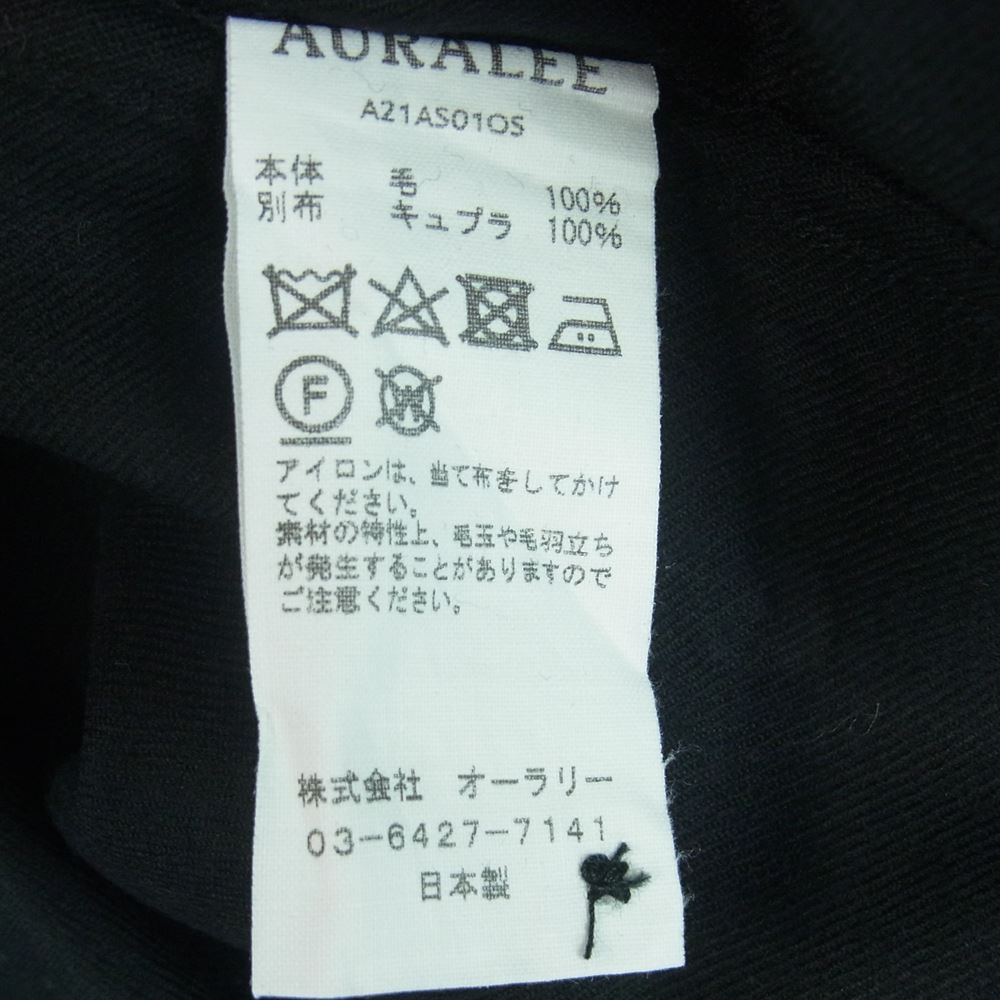 AURALEE オーラリー A21AS01OS SUPER LIGHT WOOL SHIRTS ウール 長袖 シャツ 日本製 ブラック系 3【美品】【中古】