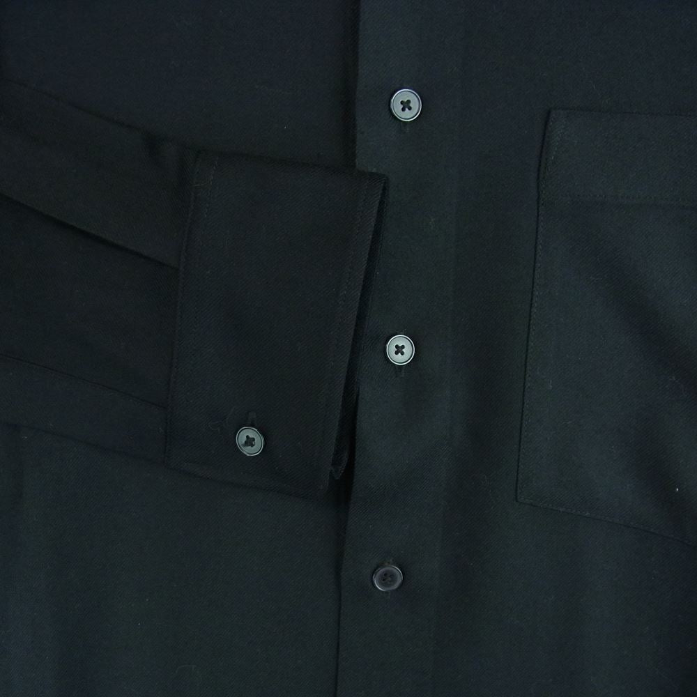 AURALEE オーラリー A21AS01OS SUPER LIGHT WOOL SHIRTS ウール 長袖 シャツ 日本製 ブラック系 3【美品】【中古】