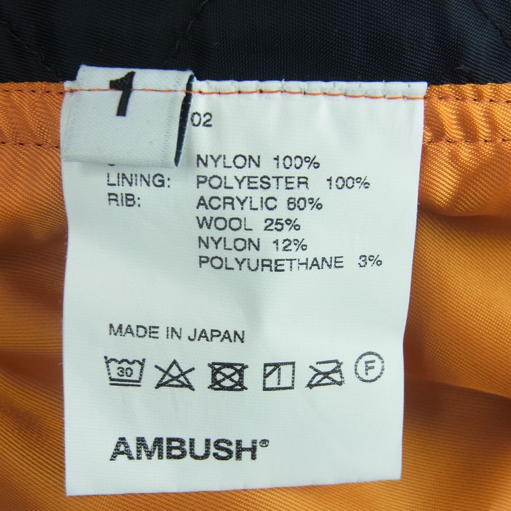 AMBUSH アンブッシュ AMBLS-102 プルオーバー MA-1 ジャケット 日本製 ブラック系 レッド系 1【中古】