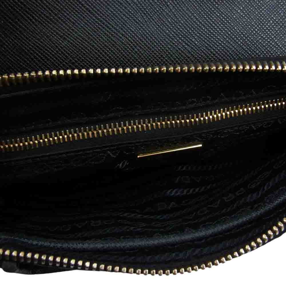 PRADA プラダ サフィアーノ ナイロン チェーン ショルダー バッグ ブラック系【中古】