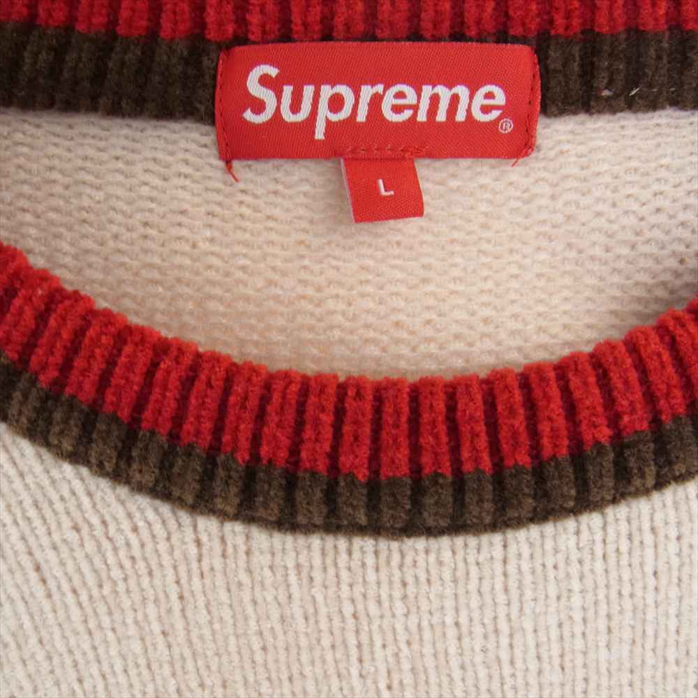 Supreme シュプリーム 22AW Stripe Chenille Sweater ストライプ シェニール セーター ベージュ系 L【中古】