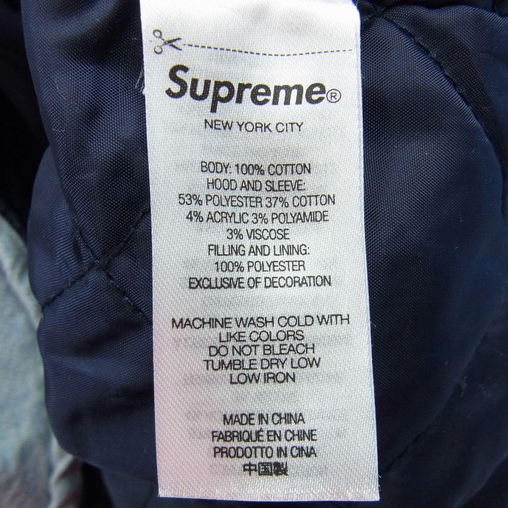 Supreme シュプリーム 22AW Fleece Hooded Denim Shirt フーデッド デニムシャツ インディゴブルー系 グレー系 L【中古】