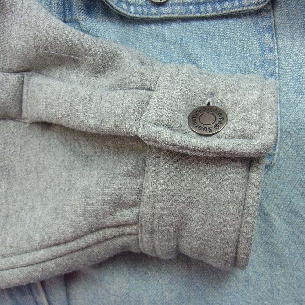 Supreme シュプリーム 22AW Fleece Hooded Denim Shirt フーデッド デニムシャツ インディゴブルー系 グレー系 L【中古】
