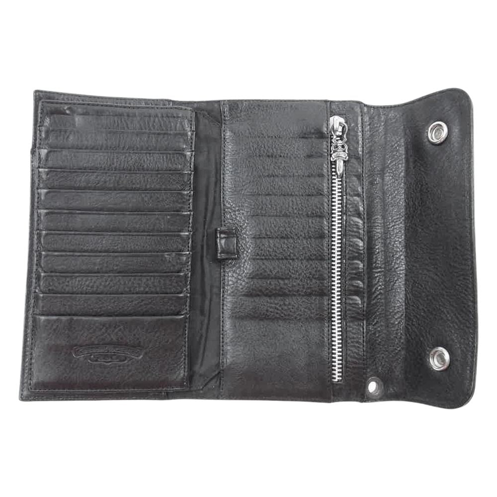 CHROME HEARTS クロムハーツ（原本無） WAVE CROSS BALL ウェーブ クロスボール ウォレット 財布 ブラック系【中古】