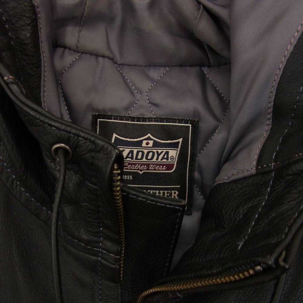 KADOYA カドヤ K'S LEATHER レザー フード ジャケット ブラック系 L【中古】