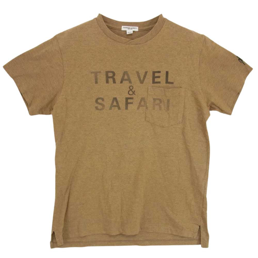 Engineered Garments エンジニアードガーメンツ Printed Cross Crew Neck T-shirt - Travel - Khaki 半袖 Tシャツ ブラウン系 S/P【中古】