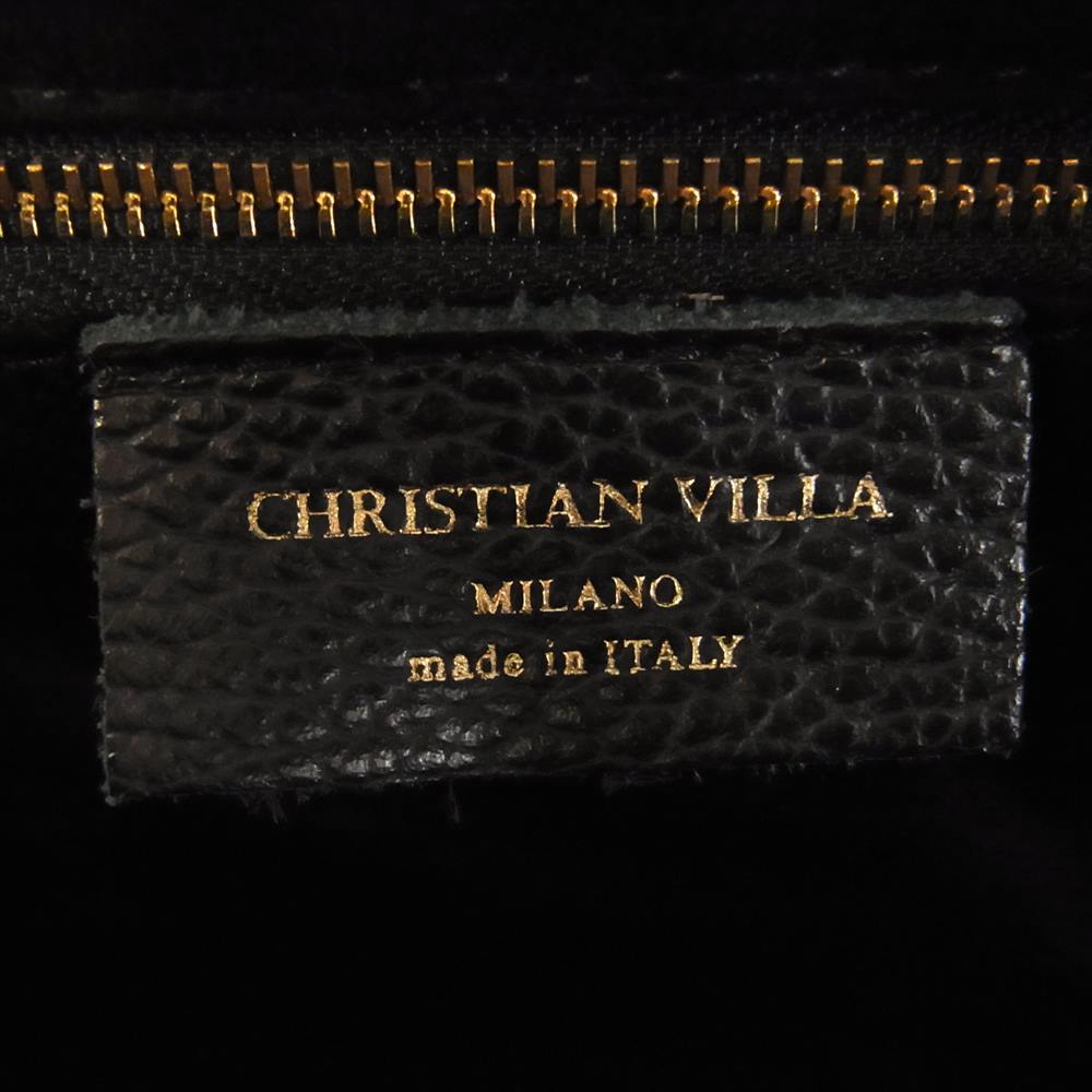 クリスチャンヴィラ イタリア製 レザー ハンド バッグ ブラック系【中古】