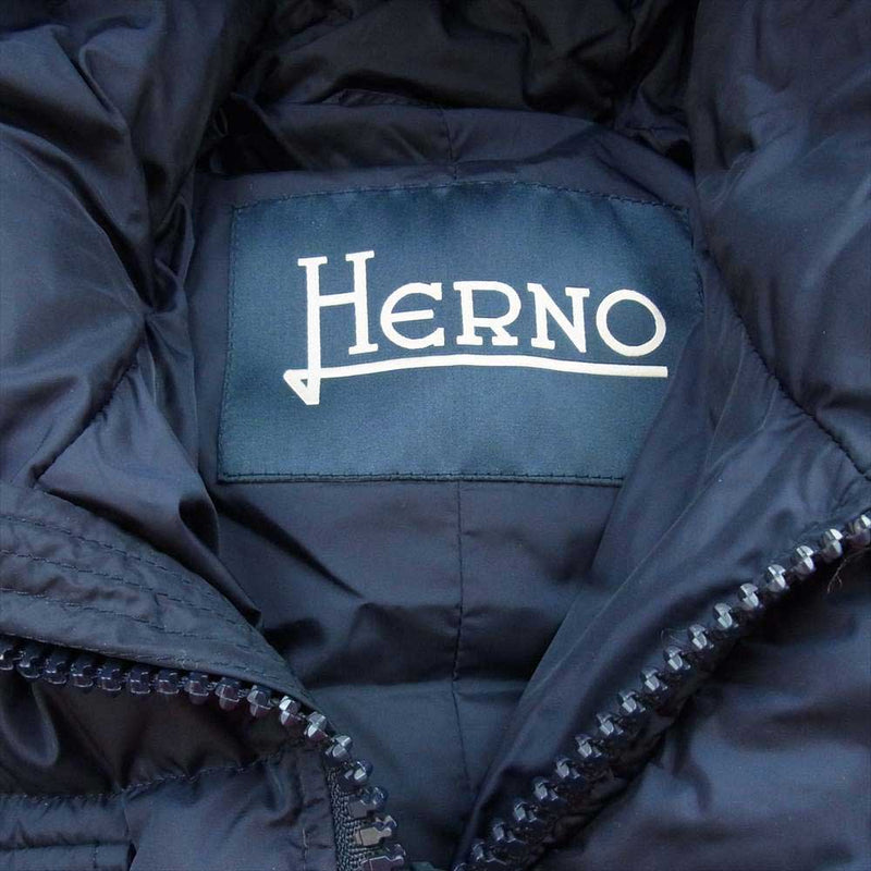 Herno ヘルノ 22AW PI0191U 12004 9200 フード付 ダウン コート ネイビー系 44【中古】