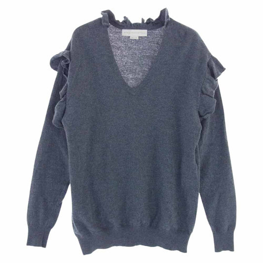 Stella McCartney ステラマッカートニー 444177 S1723 イタリア製 フリル ウール Vネック ニット セーター グレー系 40【中古】
