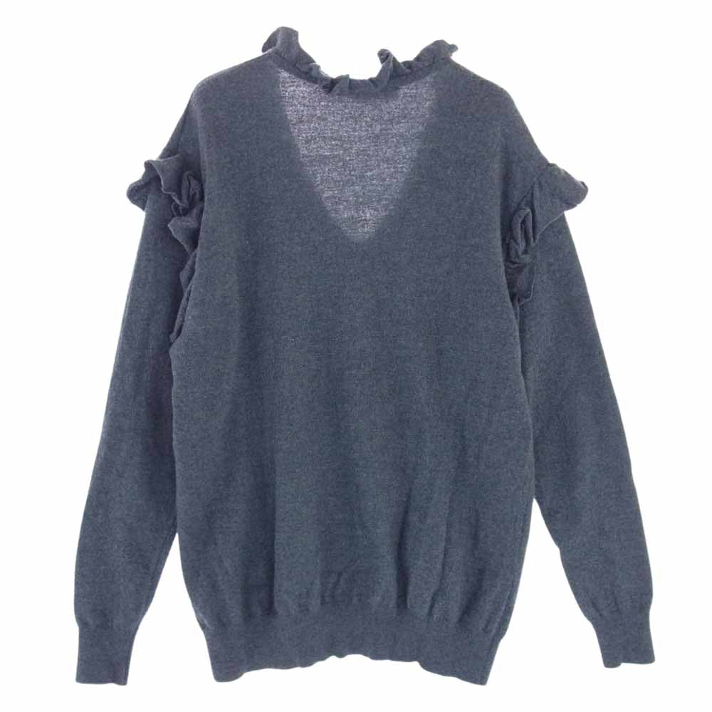 Stella McCartney ステラマッカートニー 444177 S1723 イタリア製 フリル ウール Vネック ニット セーター グレー系 40【中古】