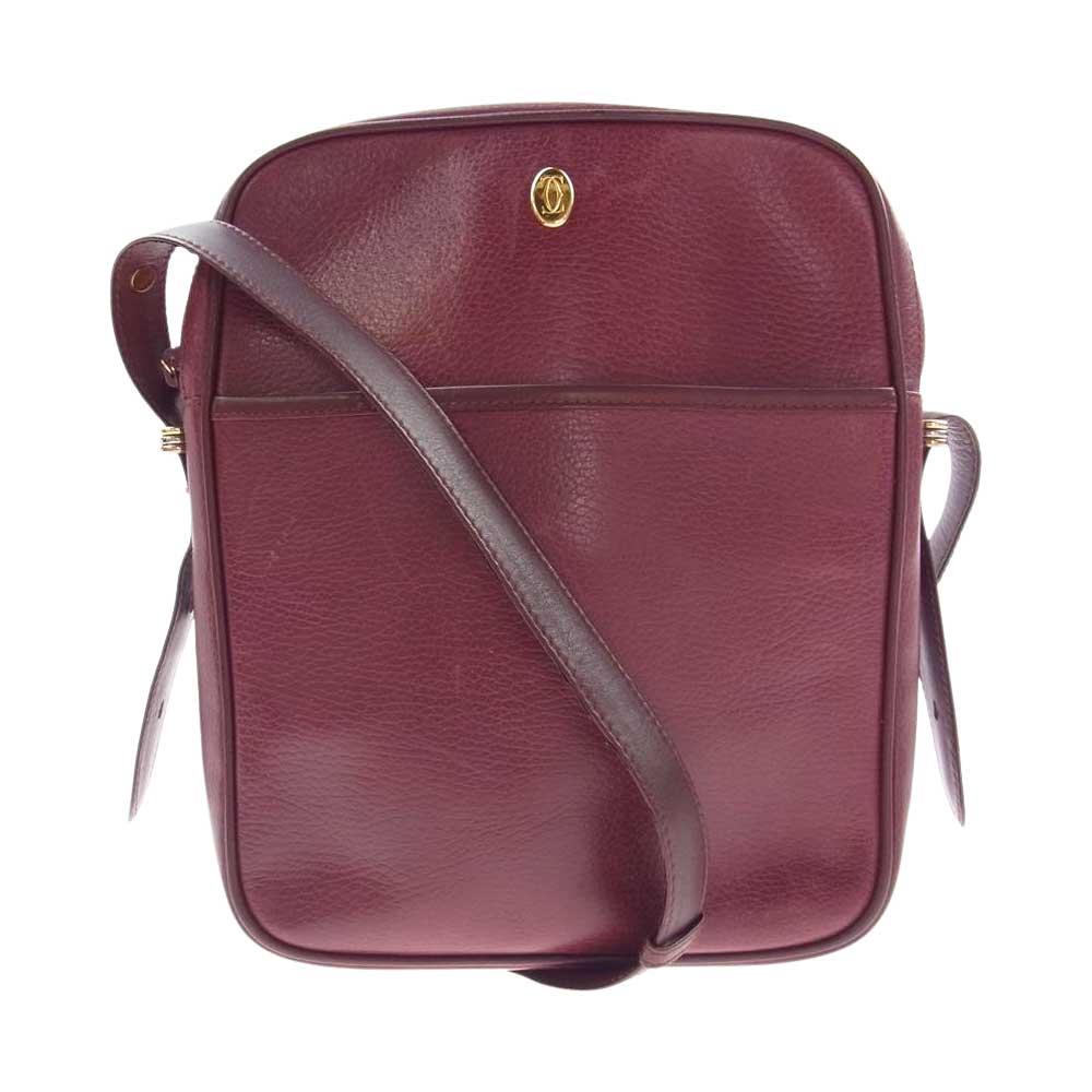 CARTIER カルティエ マストライン レザー ショルダー バッグ ワインレッド系【中古】