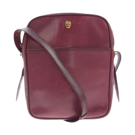 CARTIER カルティエ マストライン レザー ショルダー バッグ ワインレッド系【中古】