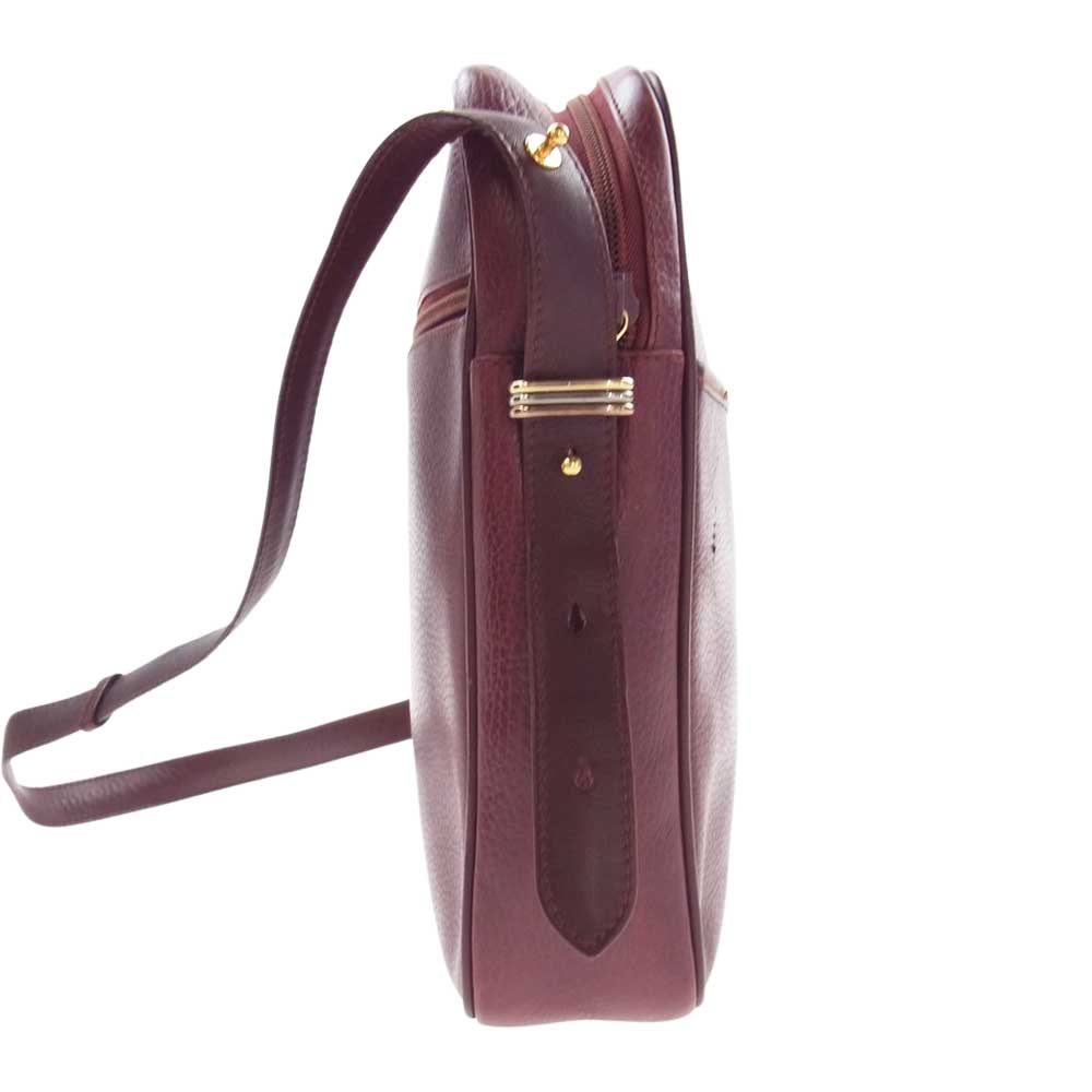 CARTIER カルティエ マストライン レザー ショルダー バッグ ワインレッド系【中古】