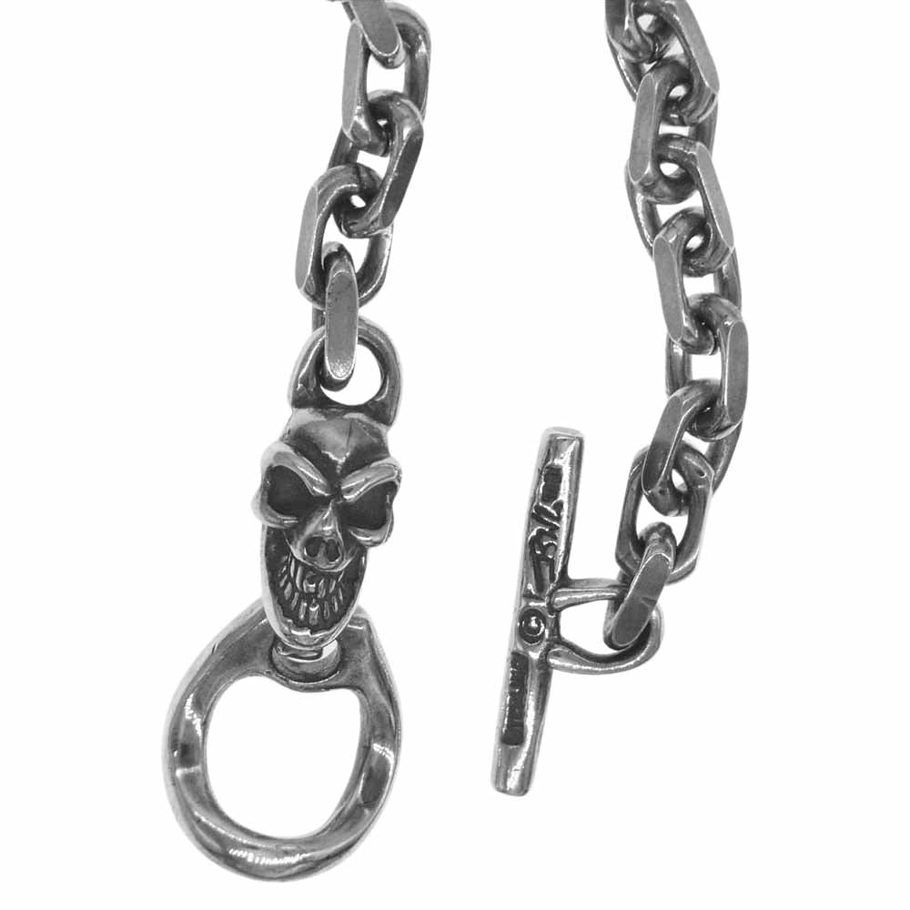 BILL WALL LEATHER ビルウォールレザー B563 ギャランティー付属 SQUARE CHAIN LINK SKULL HEAD スクエア チェーン スカルヘッド ブレスレット シルバー系【美品】【中古】